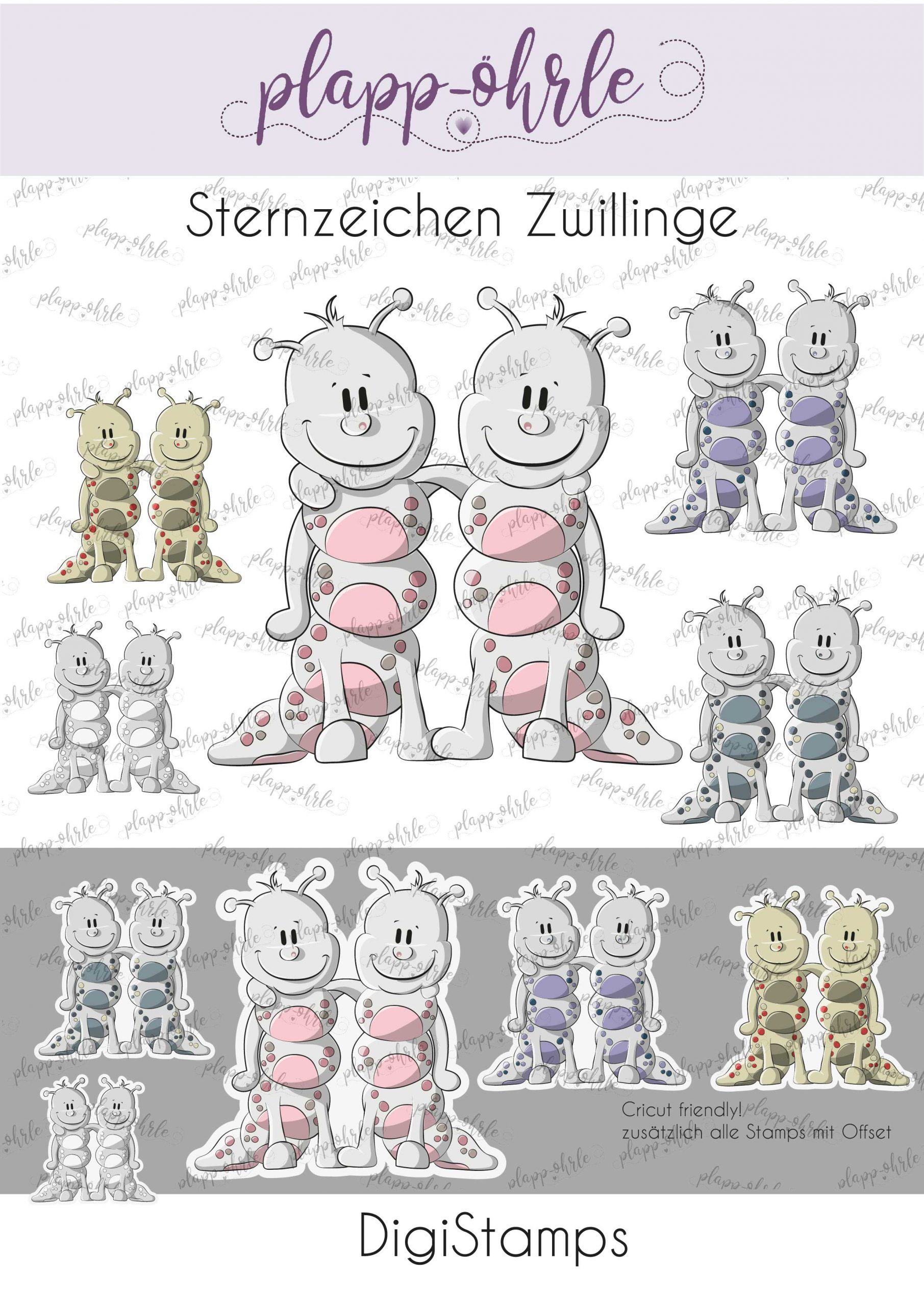 Zwillinge Digistamps Galanterie Und Papiere Plapp Ohrle