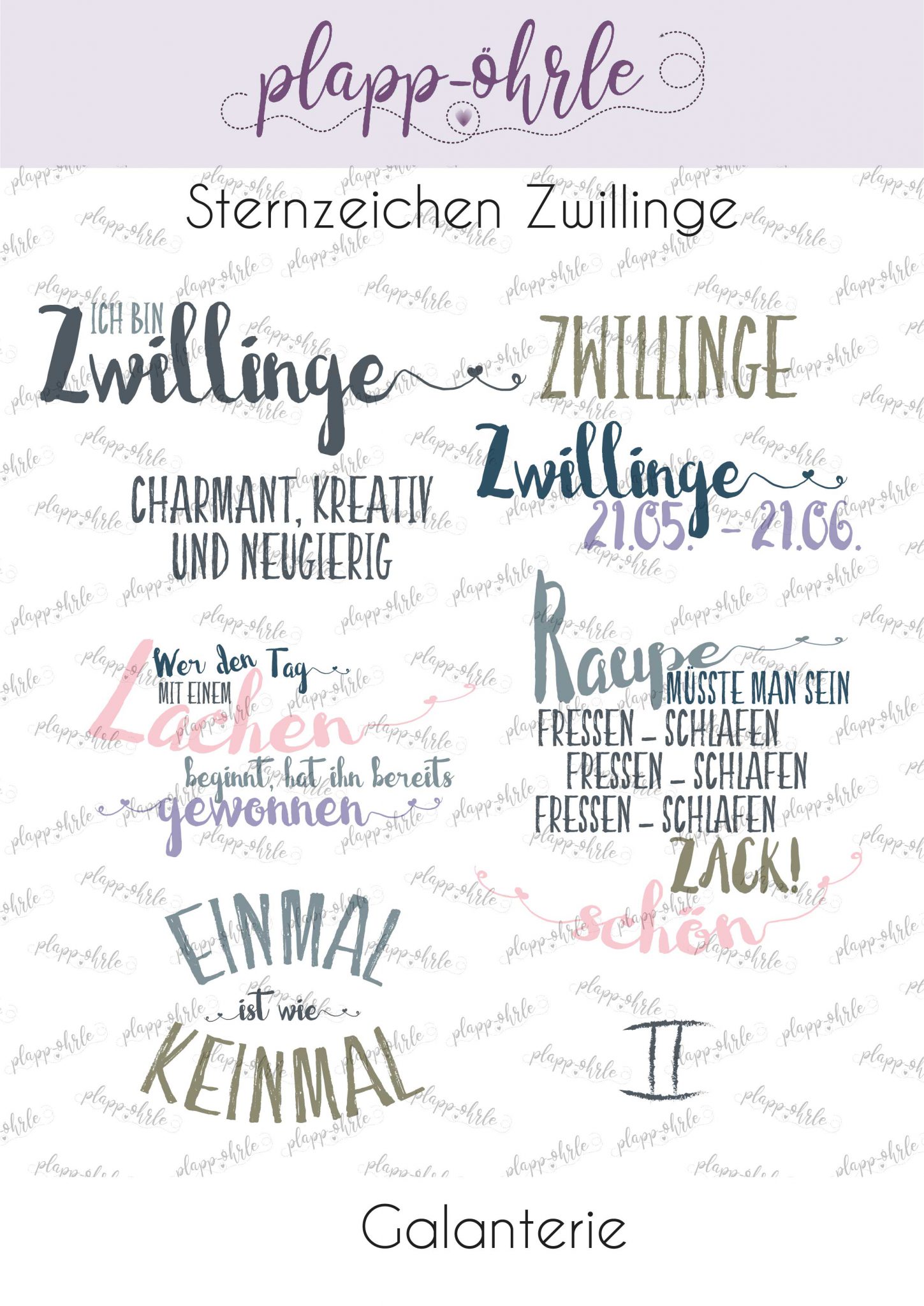Zwillinge DigiStamps, Galanterie und Papiere Plappöhrle